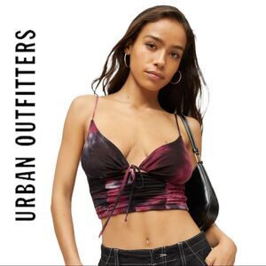 NEW Urban Outfitters UO My Sweetheart Mesh Tie-Front Top Cami S L